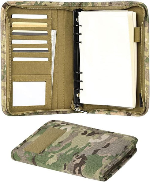 Military Padfolio Ring Binder with 80 Sheets, 160 Pages Leaf Paper, Refillable Tactical Notebook, 6-Ring A5