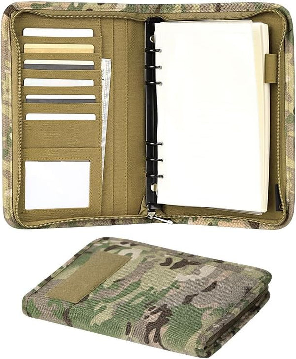 Military Padfolio Ring Binder with 80 Sheets, 160 Pages Leaf Paper, Refillable Tactical Notebook, 6-Ring A5