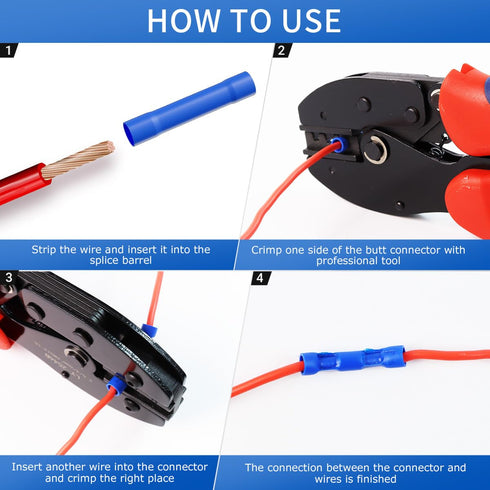 Butt Splice Crimp Connectors Kit, 120Pcs Assorted Insulated Electrical Connectors with Storage Box