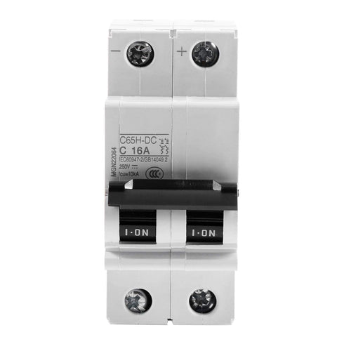 1pc 250V Solar Din Rail Circuit Breaker 16A/32A/63A for Solar Panels Grid System and Other DC Systems (16A)