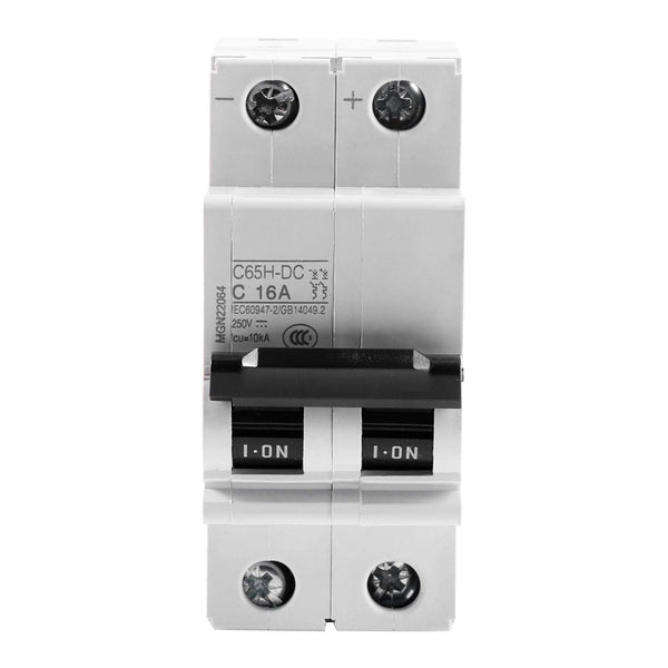 1pc 250V Solar Din Rail Circuit Breaker 16A/32A/63A for Solar Panels Grid System and Other DC Systems (16A)