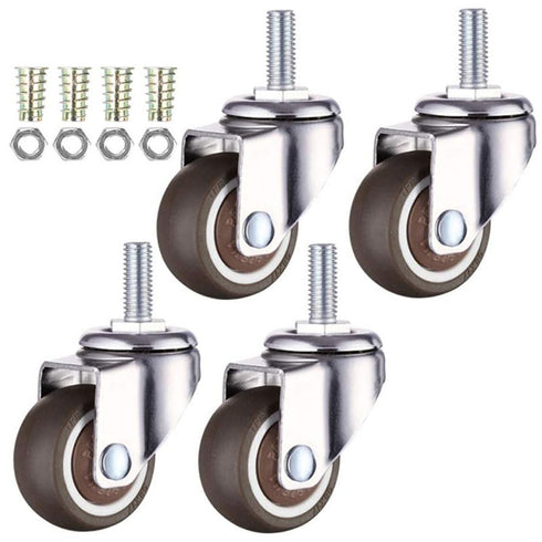 Norgail 1 Inch Small Tiny Shopping Cart Wheel Replacement, Set of 4 Swivel Caster Wheels, 33lb Load Capacity