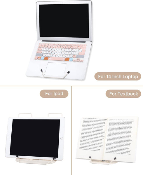 Book Stand for Reading, Adjustable Reading Rest Book Holder, Documents Holder, Sturdy Typing Stand for Recipes Textbooks Tablet Music Books(Milky White) by Honagu