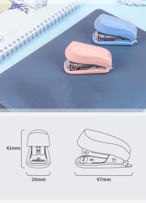Pink Mini Stapler Hand Stapler with Staple Remover and 1 Box Staples, Cute Stationery for Students