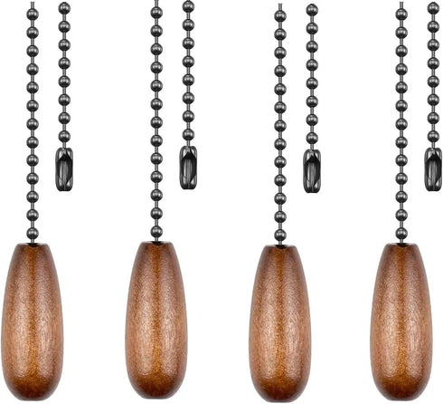 Ceiling Fan Pull Chain Extender, 4pcs Wooden Decorative Pendant Extension Chains, 12