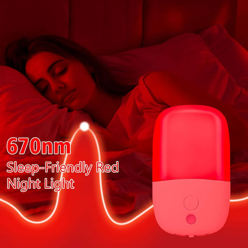 670nm 2 Pack echosari Red & Warm White Light Night Light for Sleep, Red Night Lights with Dusk to Dawn Sensor, LED
