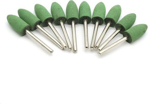 10 pc 10 mm (3/8 Inch) Bullet Rubber Rotary Tool Polishing Burr with 3 mm (1/8 Inch) Shank for Dremel