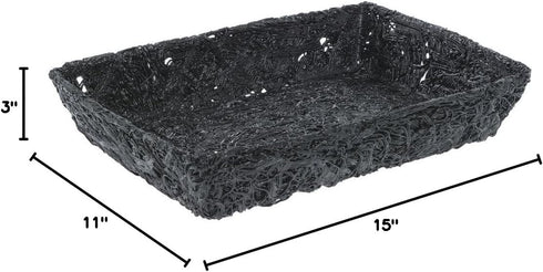 11" 15" 3" Ventilated Produce Tray Rectangular Black Plastic Ventilated Produce Tray - L x W x H