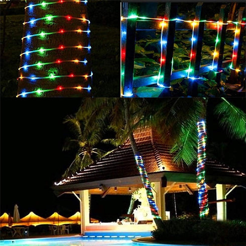 33FT 100L IP65 Honche Solar Rope Light Weatherproof Outdoor LED Copper Fairy String Tube Lights for Party Garden Porch