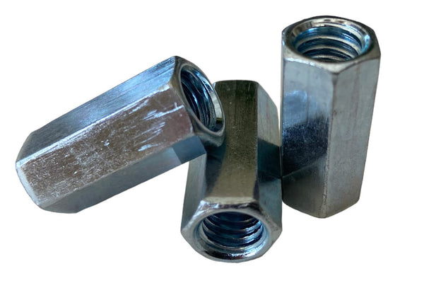Hex Rod Coupling Nuts 1/4-20 x 7/8 Threaded Rod connectors zinc Coupler (2)
