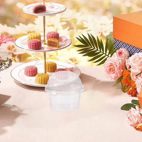 200pcs 250 ML Disposable Dessert Cups: Clear Plastic Cups with No Holes Dome Lids for Snacks Yogurt Pudding Cupcake