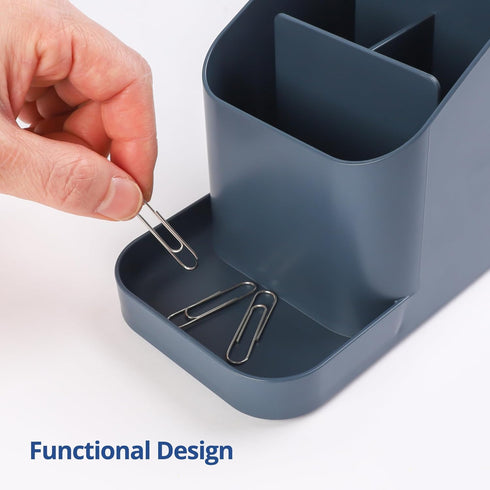 BLUE GINKGO Desk Holder Organizer - Office Supplies, Pencil and Pen Holder for Desk, Made in Korea, Prussian Blue