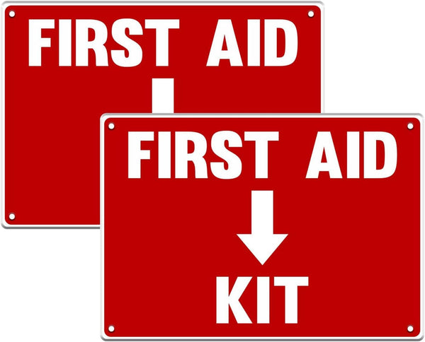 2 Pack First Aid Safety Sign - Clear Visible 7" x 10", Easy to Install, Durable Water Resistant for Indoor and Outdoor