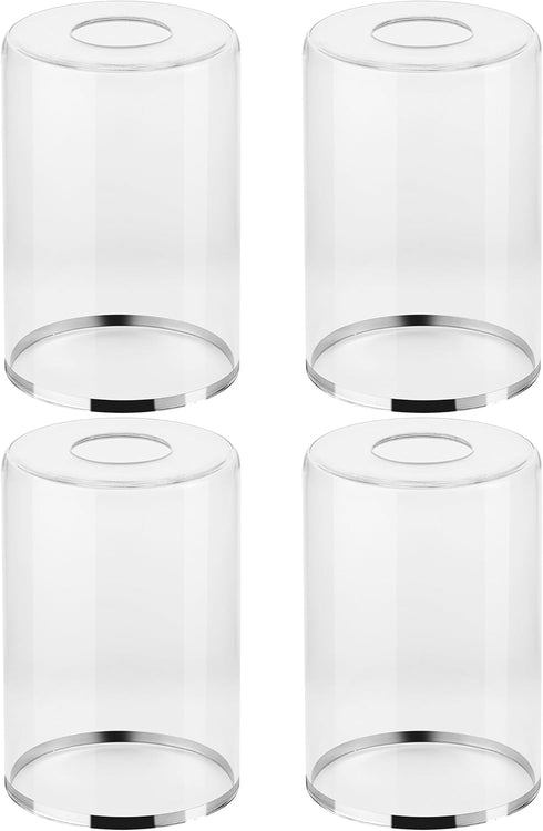 Clear Glass Light Shade with Silver Trim - 1-5/8" Fitter Opening -