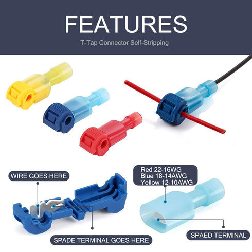 Chanzon 160 pcs Quick Splice T-Tap Wire Connector Kit - 22-10AWG - Self-Stripping PA Insulation (80 pairs)