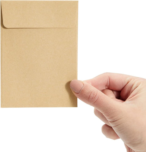 Juvale 100 Pack Small Seed Saving Envelopes, 4.5x3.25 Self Adhesive Blank Packets for Coins, Stamps, Mini Parts (Brown)