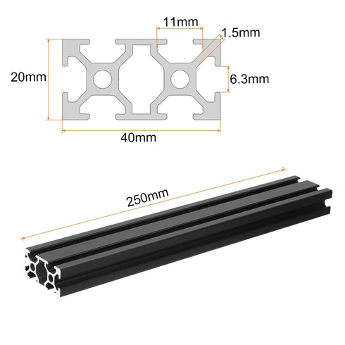 uxcell 2 Pcs T Slot 2040 Aluminum Extrusion Profile 250mm x 40mm Anodized Black for 3D Printer