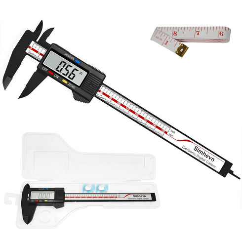 Electronic Digital Caliper and Measuring Tape, 6 Inch/150mm Micrometer with Large LCD Screen, 60 Inch/150cm Measuring