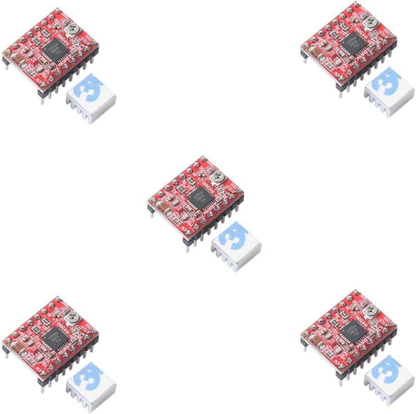 5pcs A4988 Stepper Motor Driver Pololu StepStick Module Board Red with Aluminum Heat Sink