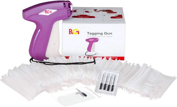 PAG Standard Tagging Gun for Clothing, Price Tag Attacher Gun with 5 Needles and 2000 2-inch Barbs Fasteners, Purple