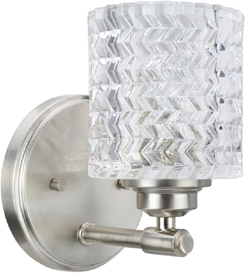 Aspen Creative 62056A, 5 1/2" One-Light Metal Bathroom Vanity Wall Light Fixture, Wide, Transitional Design in Brushed