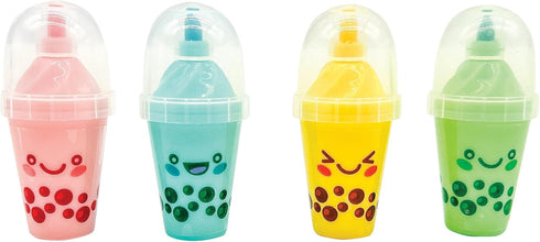 Raymond Geddes 24 Bag Anime Boba Tea Cute Highlighters, Chisel Tip Book Highlighters for Fun School Supplies