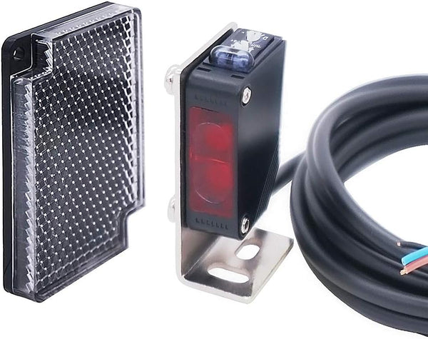 Twidec 0-2M Adjustable Indoor Wall Mounted Photoelectric Beam Sensor NPN Switchable with Reflector Panel