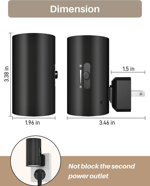 0-100LM 5000K 2Pcs Dimmable Night Lights Plug into Wall, LED Plug in Night Light with Light Sensor, Adjustable