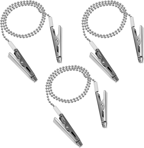 COMNICO Dental Bib Clips, 3Pcs Metal Napkin Clip Chain with Ball Chains Lanyard