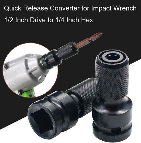 DCA 4PCS 1/2 inch Square Drive to 1/4 inch Hex Female Socket Adapter for Impact Wrench
