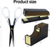 Buqoo Black Gold Acrylic Stapler and Tape Dispenser Set, 1-Inch Core Tape Holder, 6.3 Inches Fabric Scissors