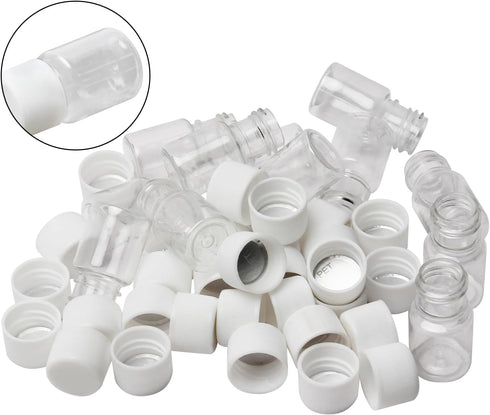 Othmro 100Pcs 5ml Plastic Bottles, Wide Mouth Laboratory Reagent Polyethylene Bottle for Food Store, Transparent Liquid