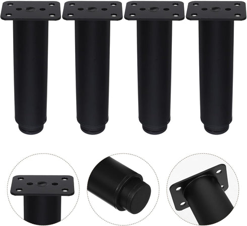 HEANUJJ 4pcs 15-25cm Adjustable Metal Sofa Bed Legs with Leveler, Black Matte Adjustable Furniture Feet for Cabinet