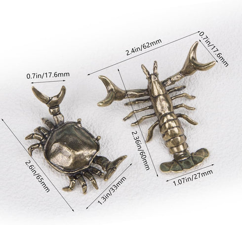 ZORZA 2Pcs Weightlifting Lobster Desk Pen Stand and Crab Pen Holder Vintage Crab Crayfish Figurines Funny Shrimp Desk