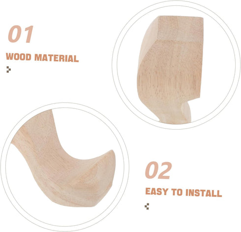 4pcs DOITOOL Solid Wood Carved Furniture Legs European Style Replacement Feet for Coffee Table Cabinet and Bedside
