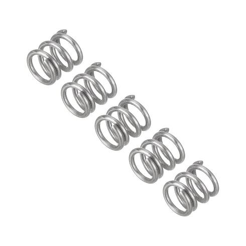 uxcell 5Pcs Compression Spring, 0.028" Wire Diameter, 0.2" OD, 0.2" Free Length, 304 Stainless Steel, Silver