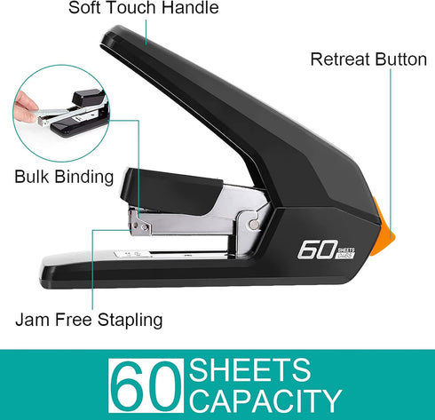 Heavy Duty Staplers Office, Effortless Ergonomic Design Stapler, 60 Sheet Capacity(Deli0465) by M MAKETHEONE