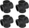 Home Expert 4 Pack 1" Black Pipe Fittings 4-Way Cross Fitting, Malleable Cast Iron Connector for Industrial Pipe Shelves