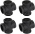 Home Expert 4 Pack 1" Black Pipe Fittings 4-Way Cross Fitting, Malleable Cast Iron Connector for Industrial Pipe Shelves