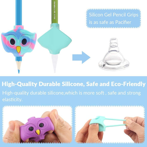 Firesara Training Grips, Original Owl Three Fingers Fixed Pencil Correction Grips for Kids Handwriting Posture (6PCS)