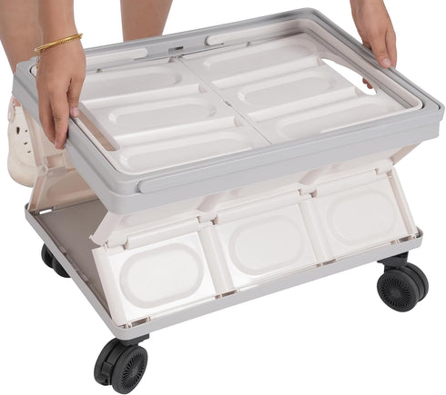 Offices,14.53 Folding Utility Rolling Cart, Portable Shopping Handcart, Collapsible Cart with Wheels for Camping