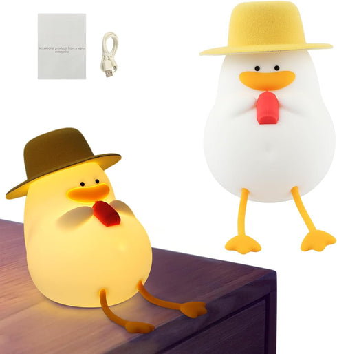LVOERTUIG 30 Cute Duck USB Rechargeable Night Light, Silicone Kids Lamp with Minute Timer & Tap Control, for Nursery