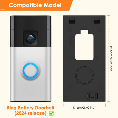 (2024 LOCKA Adhesive Mount for Ring/Other Battery Doorbell Release), No Drilling Camera Door Mounting Holder Bracket