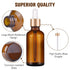 PrettyCare Eye Dropper Bottle 2 oz (12 Pack Amber Glass Bottles 60ml) with Golden Caps, Labels, Funnel & Pipettes