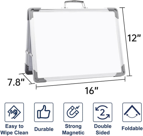 Small Dry Erase White Board, TSJ OFFICE 12" x 16" Mini Easel Desktop Double Sided Magnetic Board