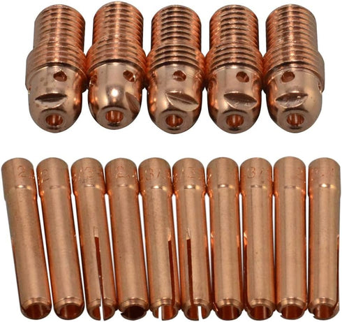 RIVERWELD TIG Collet Body 13N28 13N23 (3/32" & 2.4mm) Assorted Size Kit for SR PTA WP 9 20 25, 15pcs
