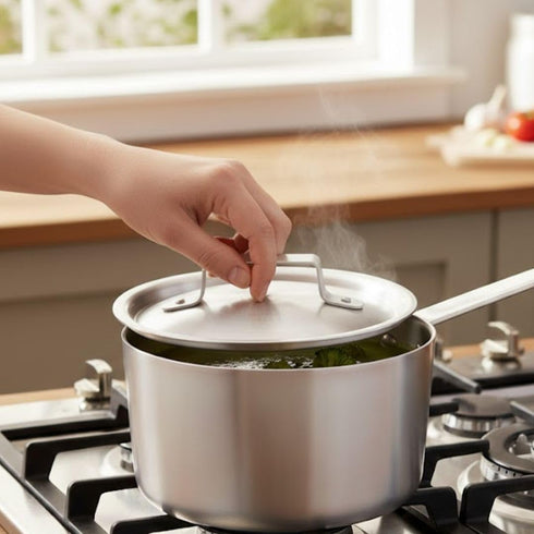 Soro Essentials 1.5 1.5 mm - qt. Aluminum Tapered Sauce Pan Lid Thickness- Multipurpose Cooking Sauce Pan Cover