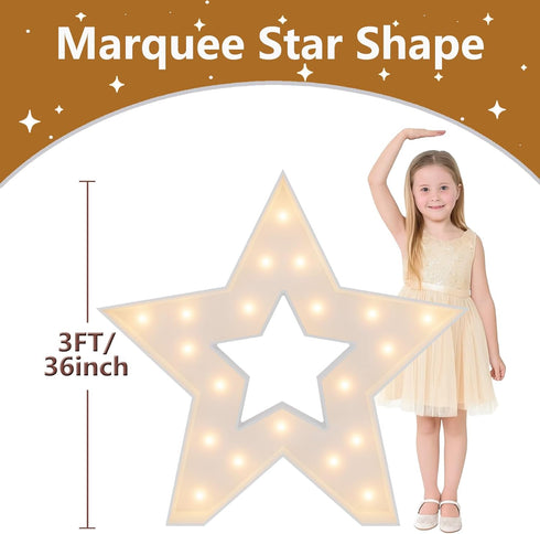 3FT Tall Marquee Light Up Star DIY Pre Cut Frame with Light Foam Marquee Signs Props for Birthday Engagement Baby