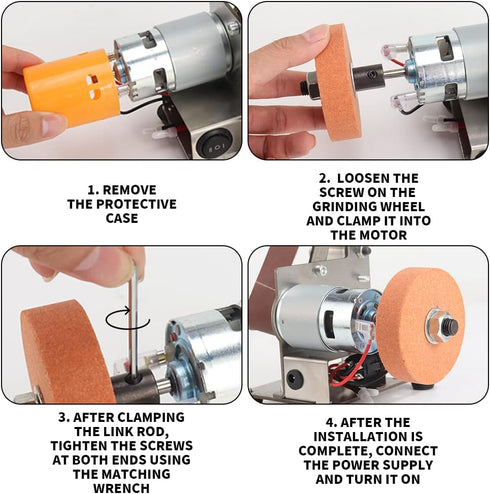 3-In-1 7 Mini Belt Sander - Electric Bench Grinder Sanding Machine, Adjustable Speed Table Polisher Buffer Handcraft