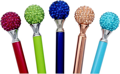 Gullor 5PCS Diamond Ball Retractable Ballpoint Pen, Bling Metal Pens, Multicolor Set